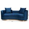 Baxton Studio Deserae Glam and Luxe Navy Blue Velvet and Brushed Gold Metal Sofa 244-13618-ZORO - alternate 7